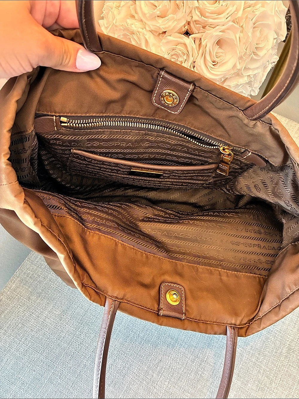 Prada Nylon Tote Bag Brown - Picture 7 of 8
